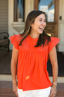 Melia Orange Flutter Top